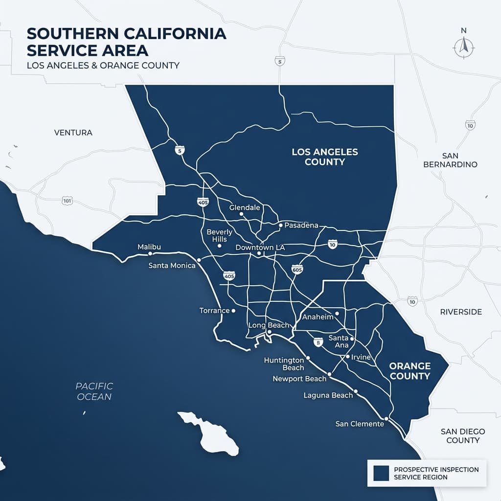 Service area map for Los Angeles and Orange County